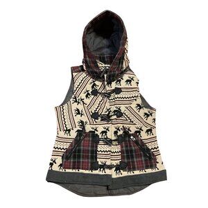 Sundance Wool blend Sweater Vest Size L Removable Hood Lined Toggle Closure